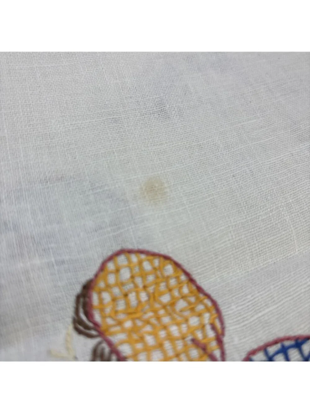 Vintage Mexican Folk Embroidered Desser Scarf Table Runner Linen 13.5” X 41”
